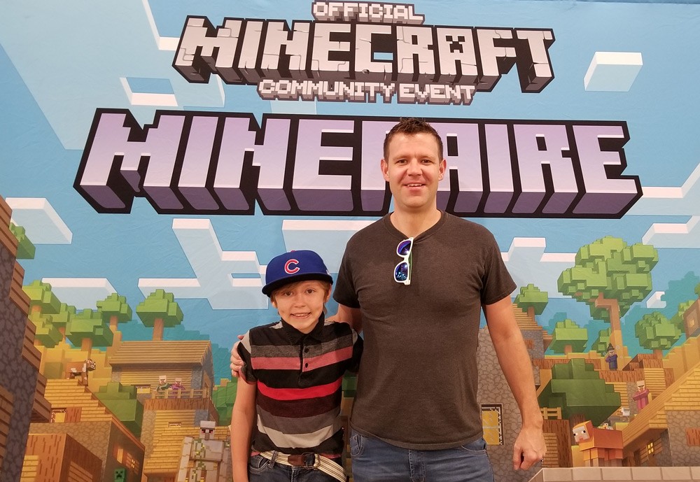 Luke next to father